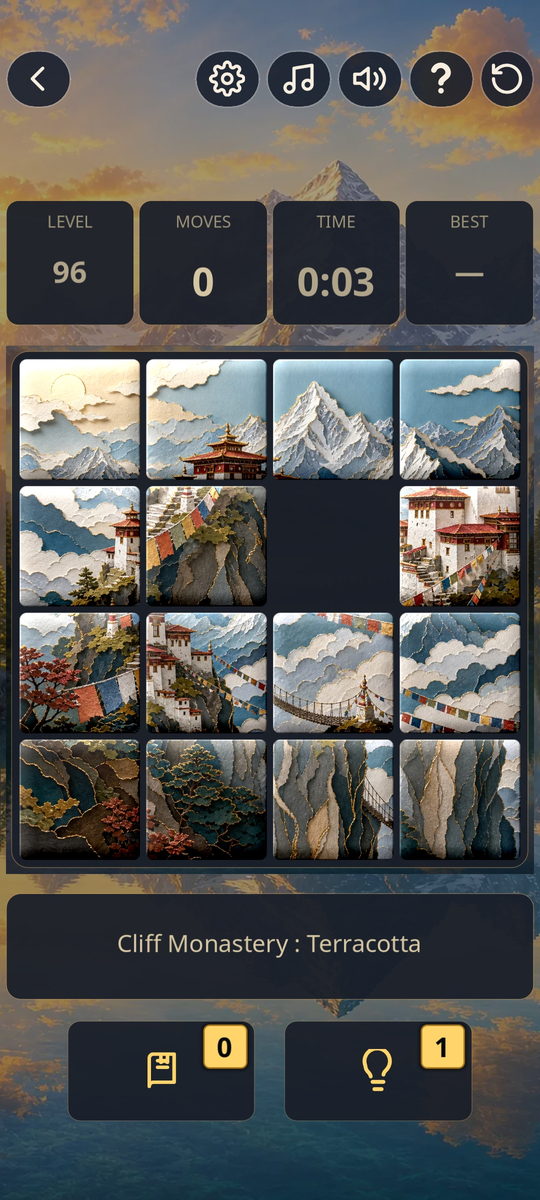TileScape GAP mechanic on a 4x4 tile grid