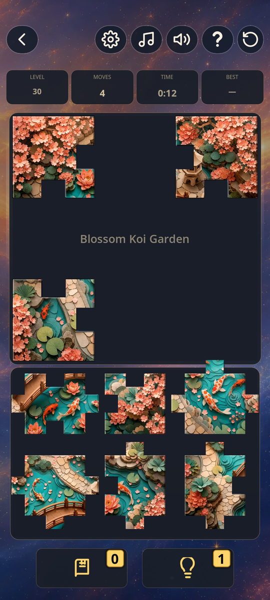 TileScape JIGSAW mechanic with loose pieces around a central photograph