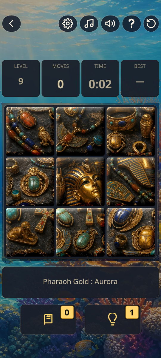 TileScape SLIDE mechanic showing a photograph divided into movable tiles